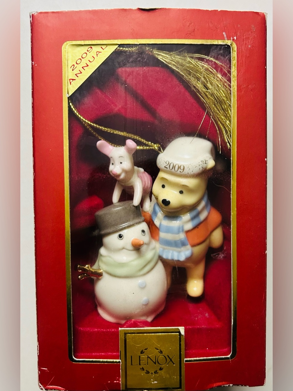 Lenox 2009 RARE Winnie the Pooh Piglet Snowman Christmas Ornament Frosty Friends